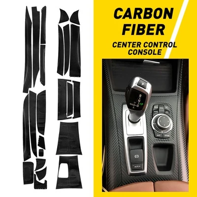 For BMW X5 2008-2014 Carbon Fiber Center Control Console Panel Bezel NEW 3D PVC - Image 1 of 4