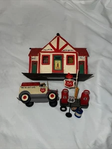Fill Up Dept 56-Snow Village- Route Pump Taxi Gas Department Wood signed Xmas - Picture 1 of 2