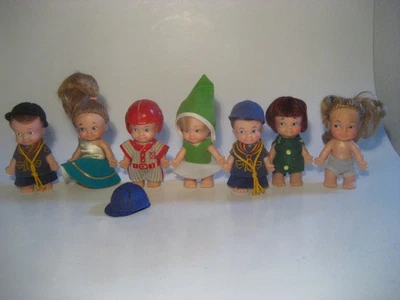 VTG 1965 PEEWEE DOLLS 3" UNEEDA LOT OF 7 DOLLS LIDDLE KIDDLES ERA - Image 1 of 4