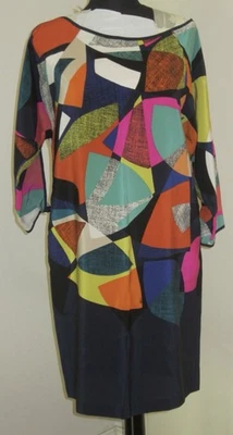 Vestido Trina Turk Seda Patrón Geométrico Hasta la Rodilla Talla M Foto 1 de 4