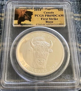 2014 Canada $20 Bison .9999 1 Oz Silver Coin - The Bison PCGS PR69 First Strike - Picture 1 of 1