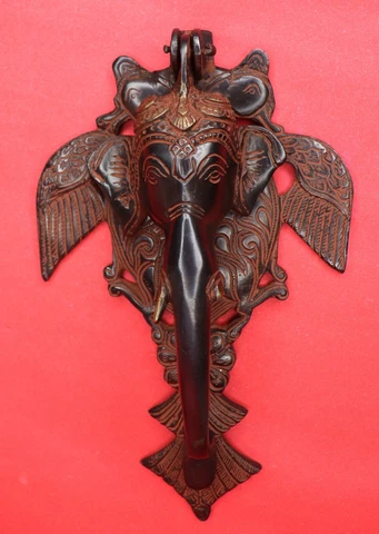 Lord Ganesh Doorbell Victorian Style Handmade Brass Elephant Door Knocker Cover