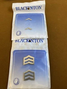 Lot Of 2 Pks Blackington Sergeant Smooth Silver Tone Insignia - Picture 1 of 6
