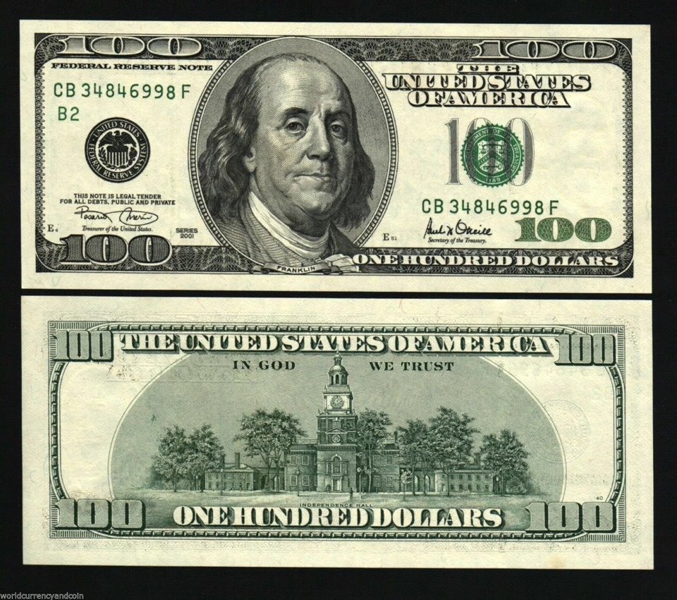 USA UNITED STATES 100 DOLLARS P-514 2001 FRANKLIN INDEPENDENCE UNC MONEY NOTE - Image 1 of 1