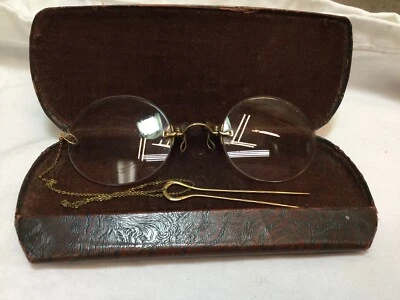 "Antiguas horquilla victorianas Pince-nez para mujer rellenas de oro y cadena de 9""" Foto 1 de 4