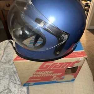 Vintage Grant Blue Full Face Box Motorcycle Helmet with Clear Shield L/XL LTC - Picture 1 of 7