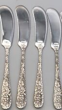 Stieff Rose by Stieff Sterling Silver set of 4 Flat Handle Butter Spreaders 6"