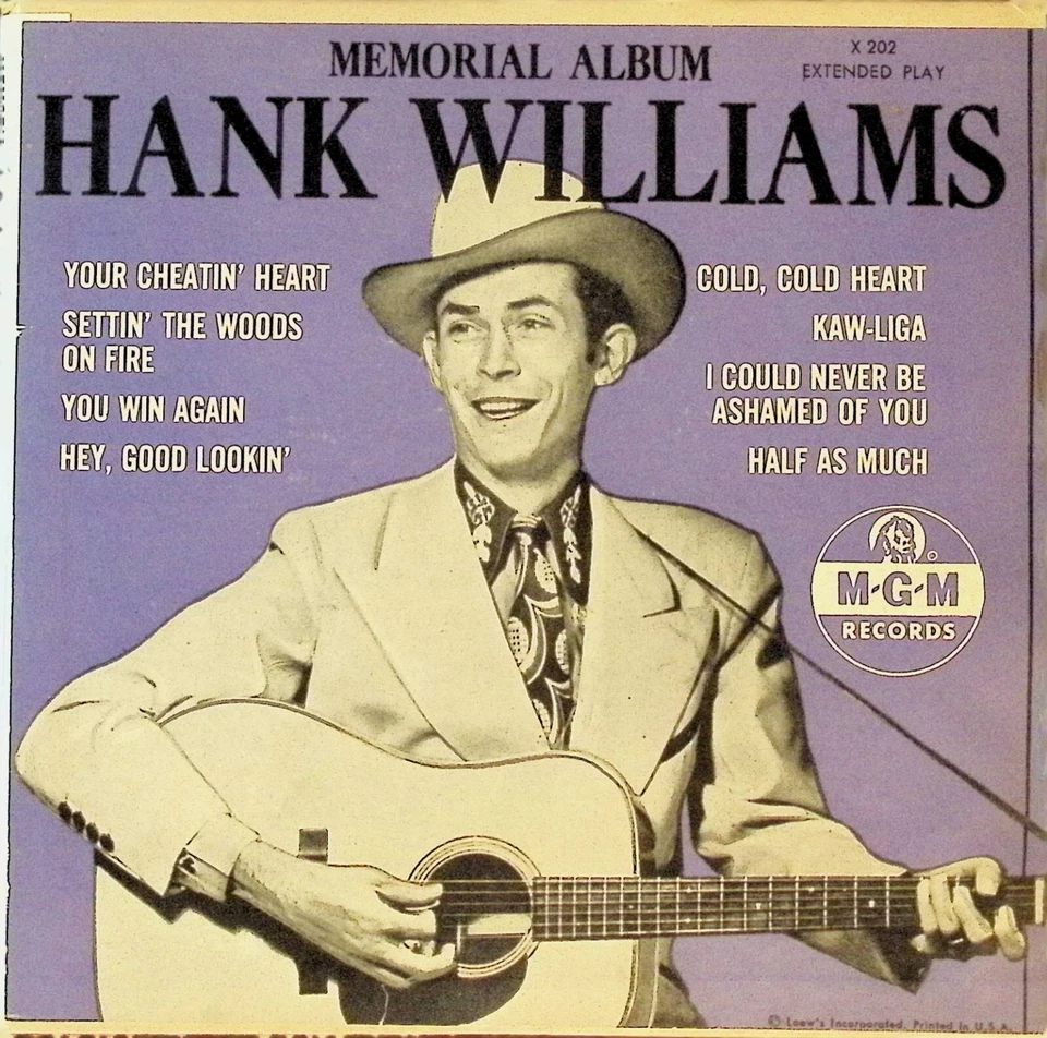 Hank Williams Memorial Album MGM EP X202 PS GF VG+ - Image 1 of 4