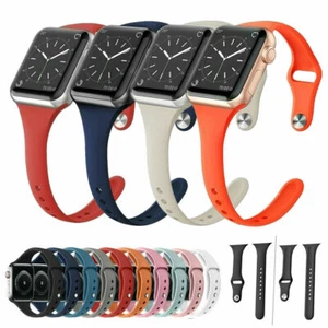 Fashion Slim Silicone iWatch Band Women Strap for Apple Watch 7 6 5 4 3 2 1 - Picture 1 of 13