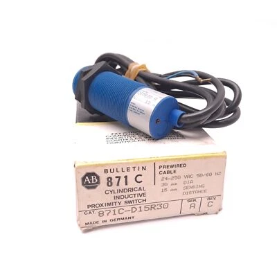 Allen Bradley 871C-D15R30 Proximity Sensor, 24-250VAC, 300mA, NC, 15mm Range - Image 1 of 4