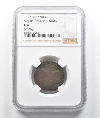 1557 Ireland 4 Pence S-6501B Philip & Mary G4 NGC *7041 - Image 1 of 3