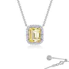 BRAND NEW Lafonn Platinum Plated Yellow Emerald-Cut Halo Necklace P0288PLT20
