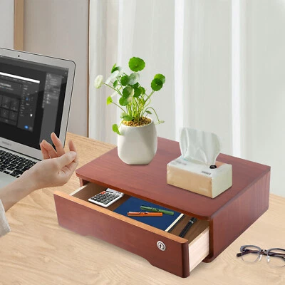 Vintage Wooden Desktop Storage Cabinet Drawer Box Makeup Organiser Office Holder - Image 1 of 4