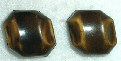 2 Vintage Brown two tone Buffed BAKELITE Shank Buttons 3/4" Lot B 25 - Image 1 of 4
