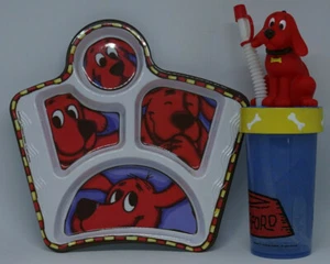 Juego de tazas de plato de melamina dividida para niños ZAK CLIFFORD Big Red Dog vintage década de 1990 - Imagen 1 de 8