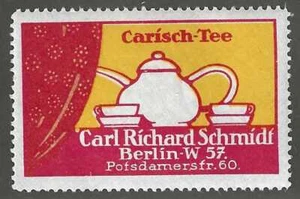 Carisch Tea, Manufactured by Carl Schmidt, Berlin, Germany, Early Poster Stamp - Picture 1 of 1