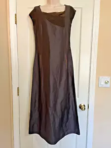 CREA Concept Brown Linen Blend Pockets Cap Sleeve Mixed Media Long Dress 38 (6) - Picture 1 of 13