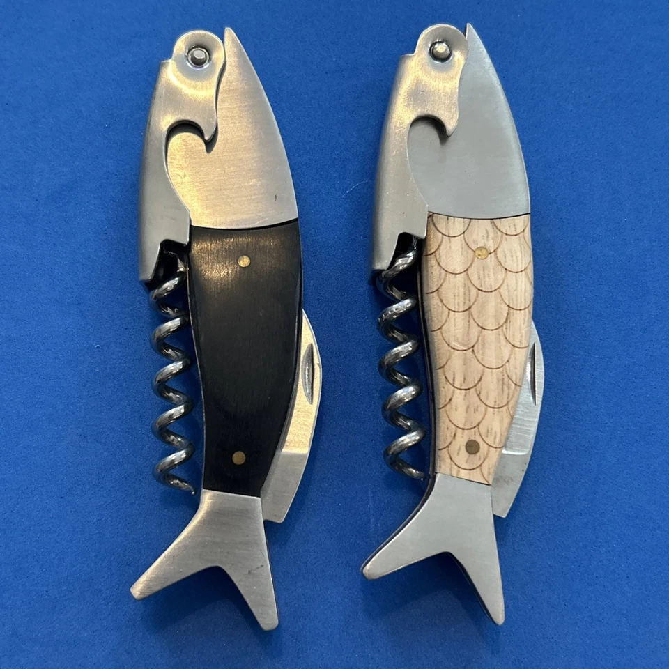 (2) KIKKERLAND Calidad Madera Pescado Camareros Sacacorchos Vino Llaves Abridores Foto 1 de 4