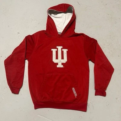 Red and white Indiana University hoodie-Size youth small fits like men’s xs/s - Image 1 of 3