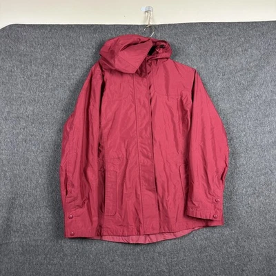 LL Bean Jacket Womens Large Petite Red H2OFF Hooded Rain Coat Waterproof Hiking - Image 1 of 4