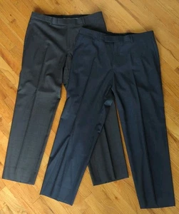 2 Pairs HUGO BOSS Suit Pants Mens Size 36R Navy And Gray Regular Fit 100% Wool - Picture 1 of 21