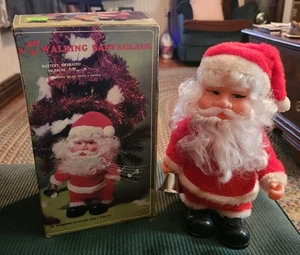 Vintage Weihnachten gehender Weihnachtsmann Musikspielzeug * animiert - Spaziergänge & Klingel  - Bild 1 von 10