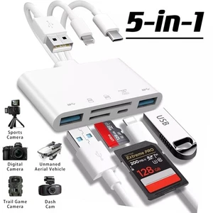 5 in 1 Memory Card Reader USB 3.0 OTG Adapter SD Card Reader For iPhone/iPad - Afbeelding 1 van 13