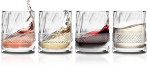 set of 4 Elite Collection Crystal Tumbler Glasses 350ML , Cut Transparent - Picture 1 of 6