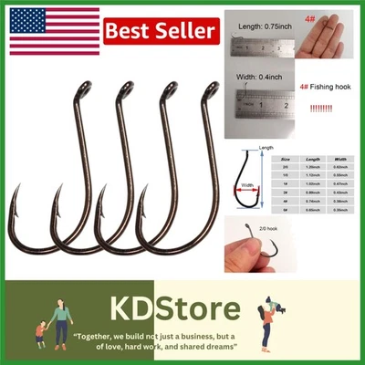 100pcs High Carbon Steel Octopus Beak Offset Fishing Hooks (6 Sizes) - Image 1 of 4