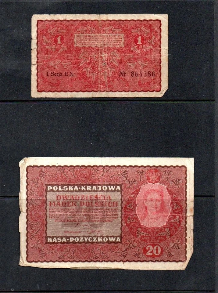 (C220) 2 BILLETES POLACOS ANTIGUOS AMBOS 1919 Foto 1 de 1