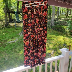 Vintage Jones New York Maxi Long Skirt Sz 10 Black Red Floral - Picture 1 of 7