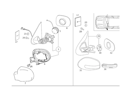 Base de espejo retrovisor original Mercedes-Benz - izquierda 163-810-13-93 Foto 1 de 2