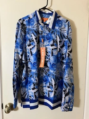 TALLIA SPORT 4-WAY эластичной REG $88 графический печать SZ 2XL контраст отделки и воротник - Изображение 1 из 4