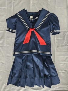 Vestido Marinero Vintage Jayne Copeland Niña Talla 10 Azul Marino Rojo Corbata 2 piezas Náutico - Imagen 1 de 7