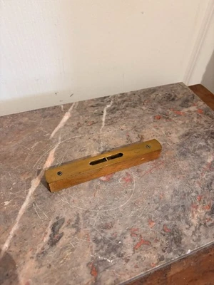 Ancien Niveau Bulle Horloger Noyer Laiton Doré Anglais 1940 1950 - Photo 1/4