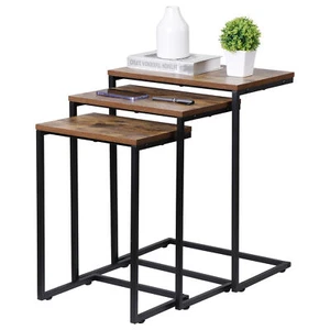 Coffee Table and End Table Set C Shaped Nesting Coffee Table For Bedroom Couch - Picture 1 of 24