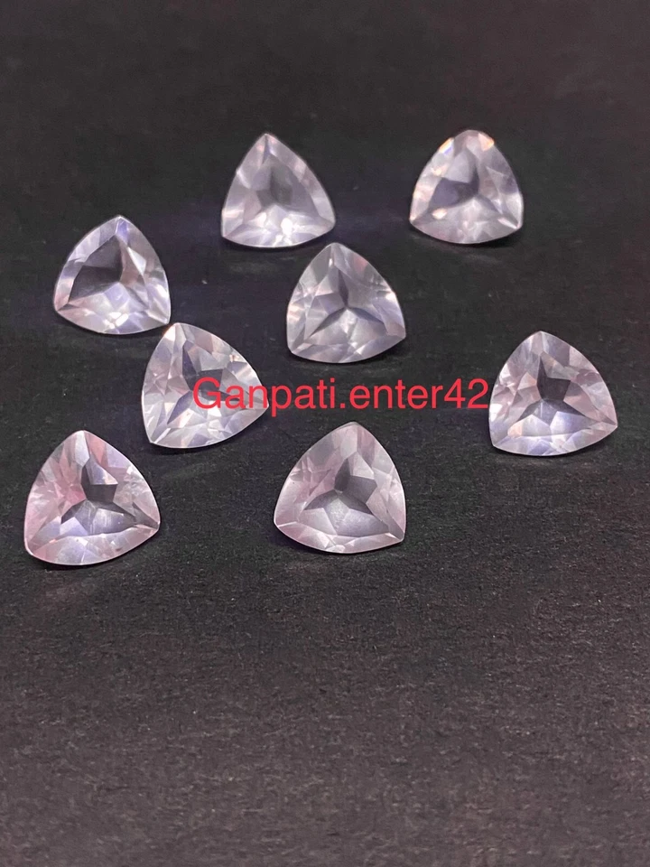 Cuarzo rosa natural facetado trillón corte 9x9 mm tamaño calibrado piedra preciosa suelta E Foto 1 de 4