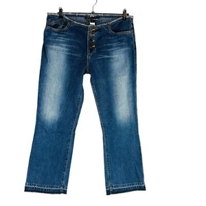 Abercrombie & Fitch Womans Sz 10 Jeans Blue Pockets Button Fly Y2K USA Crop - Picture 1 of 10