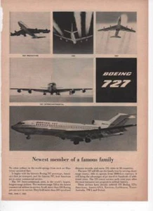 Boeing 727 Nuevo Miembro de la Familia Vintage Print Ad Time Magazine 7 de junio de 1963 - Imagen 1 de 1