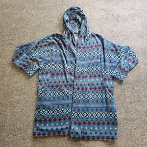 Cuddl Duds Sweater Women Medium Blue Fleece Southwest Hoodie Cardigan Casual - Picture 1 of 9