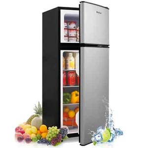 3.6 cu.ft Mini Fridge with Freezer Compact 2-Door Variety, Silver - Picture 1 of 9