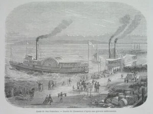 1862 RARE ORIGINAL engraving SAN FRANCISCO CALIFORNIA UNITED STATES city view - Picture 1 of 3