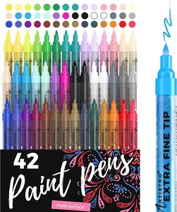 ARTISTRO 42 Acrylic Paint Pens, Art Set Acrylic Paint Markers, Fabric Markers - Picture 1 of 12