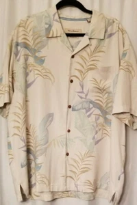 Camicia uomo Tommy Bahama seta hawaiana beige tropicale ecrù 100% seta taglia XL - Foto 1 di 6
