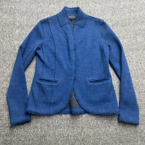 Eileen Fisher Blazer Merino Wool Petite PP Knit Jacket Snap Front Womens Blue - Picture 1 of 10