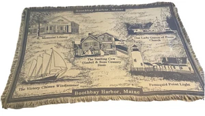 Manta tejida histórica escénica escena Boothbay Harbor, Maine 74 X 50 - Imagen 1 de 2
