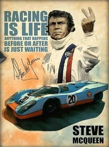PLAQUE MÉTAL STEEVE MCQUEEN LE MANS 30 X 20 CM - Imagen 1 de 4
