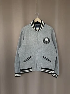 Polo Ralph Lauren New York Boxing Jacket Size L Grey/Black Full Zip Bomber - Picture 1 of 14