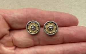 Brighton Stud Earring Round Gothic Wheel Two Tone Steampunk Star Fleur de Lis .5 - Picture 1 of 9