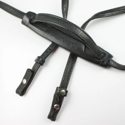 Pentax Spotmatic - Correa de cámara de cuero sintético negro con almohadilla de goma para el cuello - Reparada Foto 1 de 3